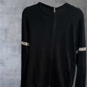Armani Exchange Black Zip-Up Sweater with Branding